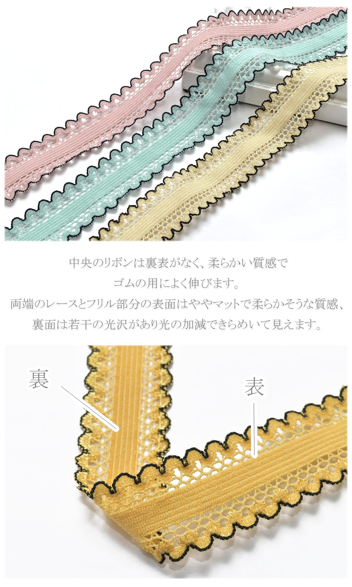 サイドレースのフリルリボン幅25mm1m単位切り売り
