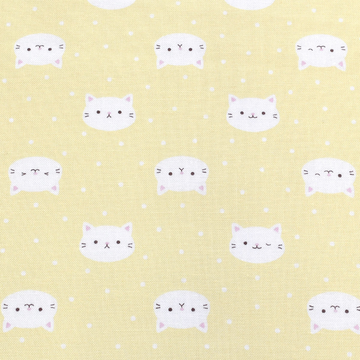 水玉とにゃんこ　シーチング生地　AP41811-2　コスモ(30cm以上10cm単位切り売り)