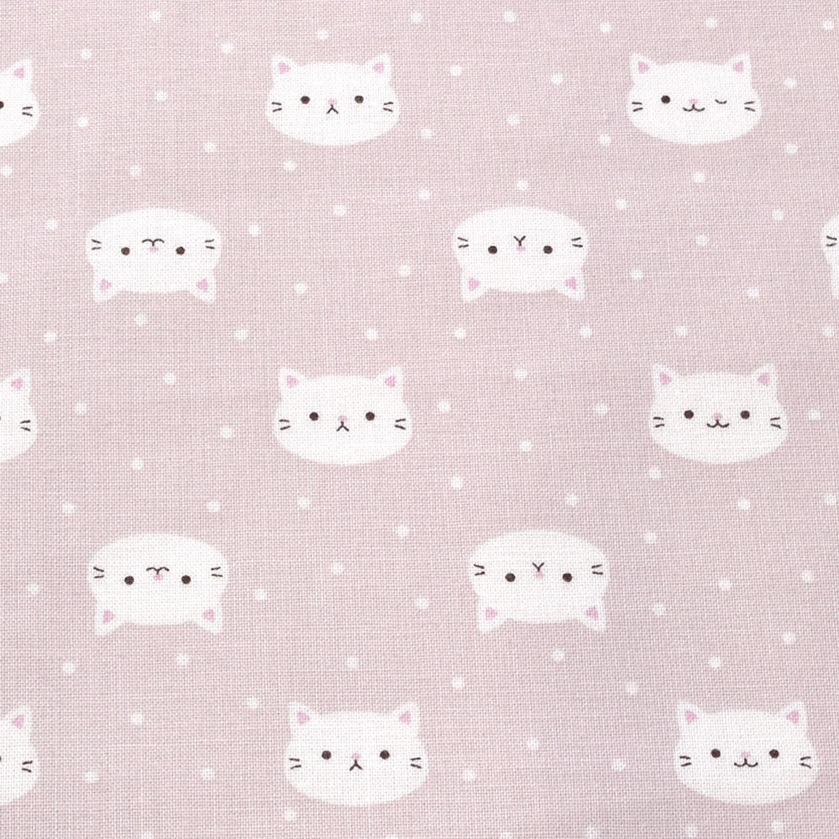 水玉とにゃんこ　シーチング生地　AP41811-2　コスモ(30cm以上10cm単位切り売り)