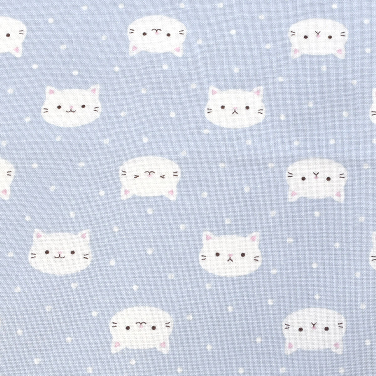 水玉とにゃんこ　シーチング生地　AP41811-2　コスモ(30cm以上10cm単位切り売り)