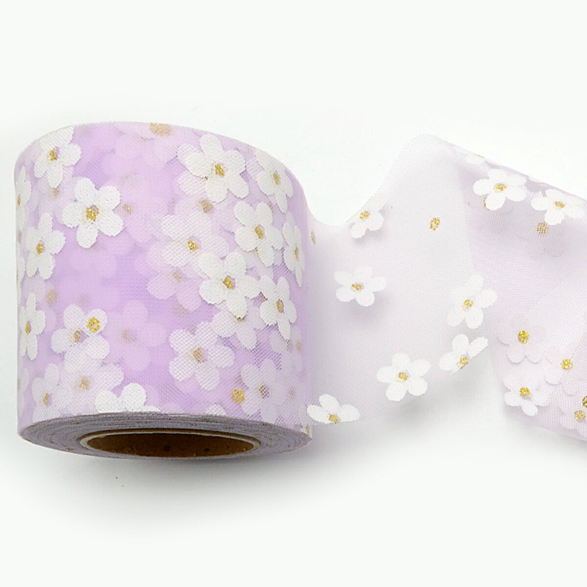 白いお花のチュールリボン　幅60mm　3m