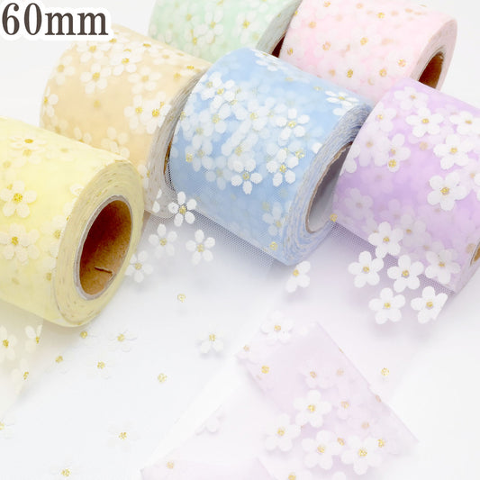 白いお花のチュールリボン幅60mm3m