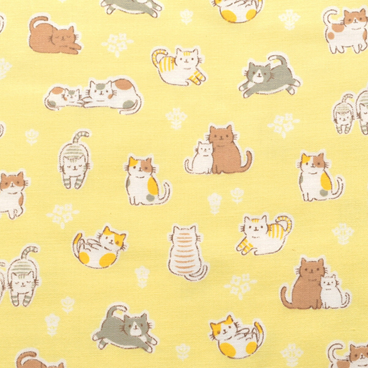 にゃんことお花　コットン生地　AP4680-01　コスモ　(30cm以上10cm単位切り売り)　「在庫限り」