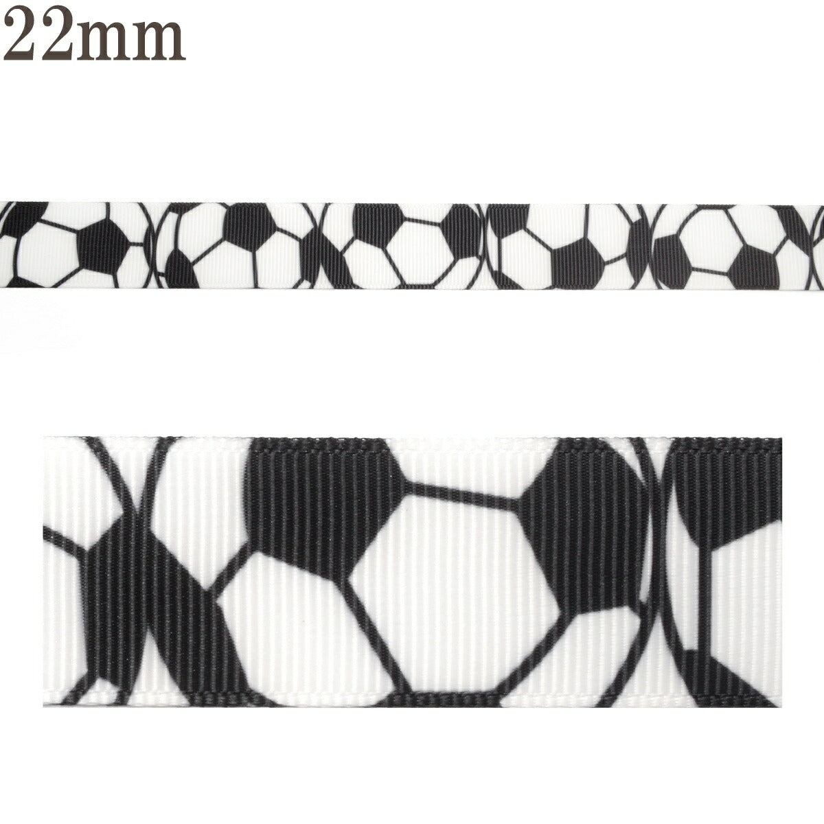 プリントリボンサッカーボールリボン幅22mm1m単位切り売り(3m以上)