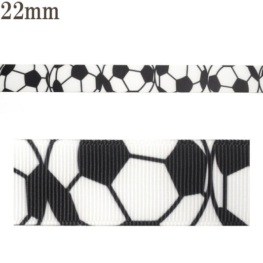 プリントリボンサッカーボールリボン幅22mm1m単位切り売り(3m以上)
