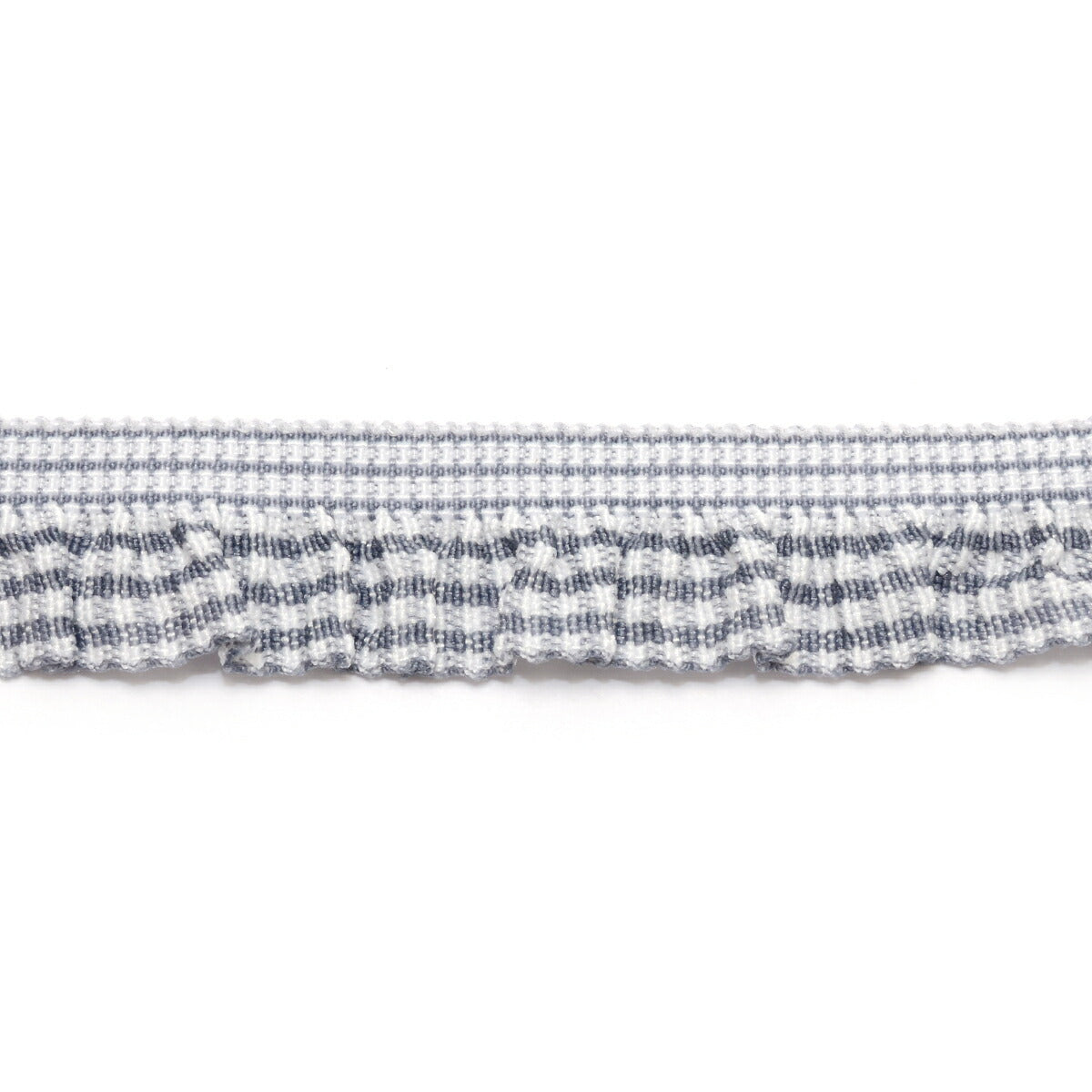 チェック柄フリルストレッチリボン　幅16mm　1m単位　切り売り