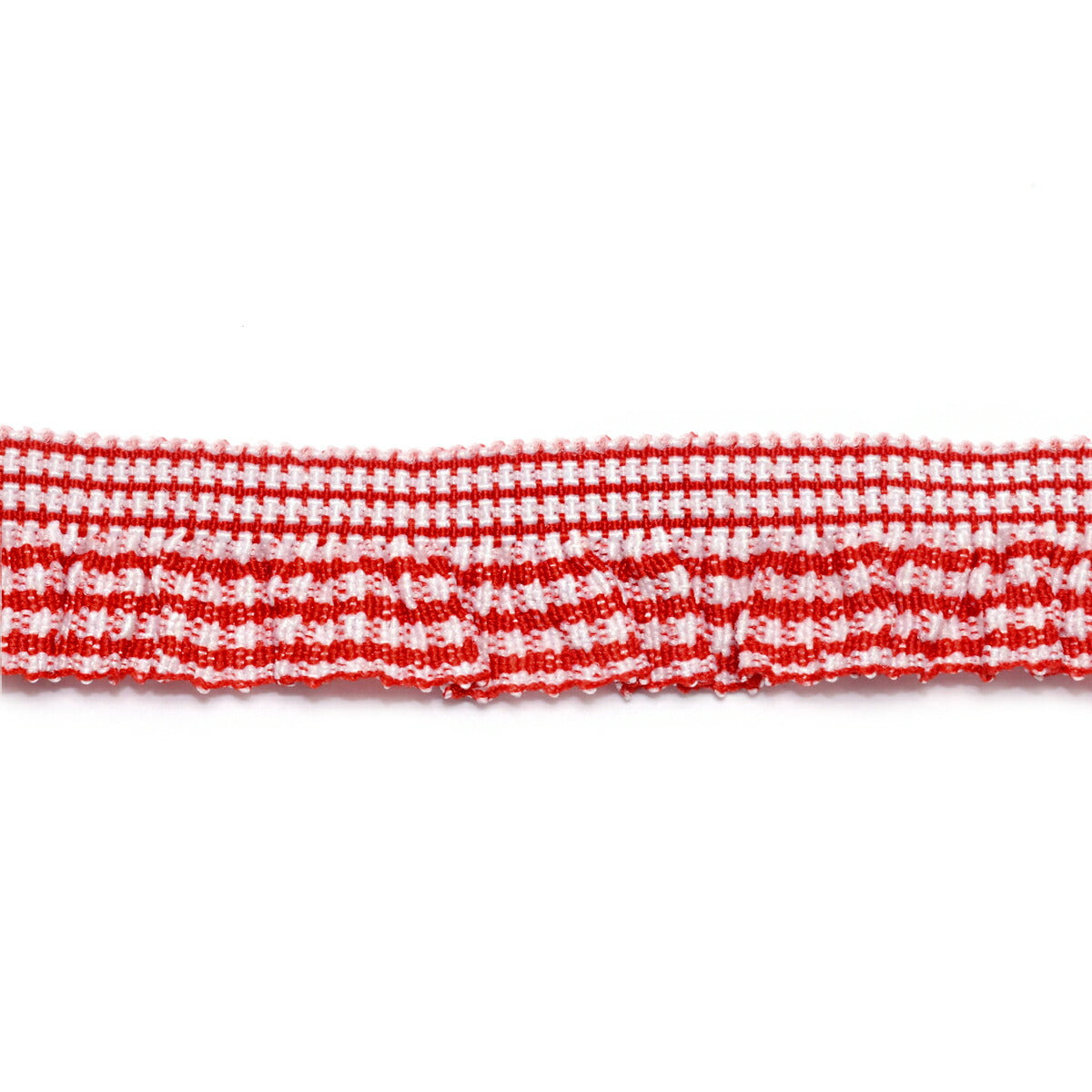 チェック柄フリルストレッチリボン　幅16mm　1m単位　切り売り