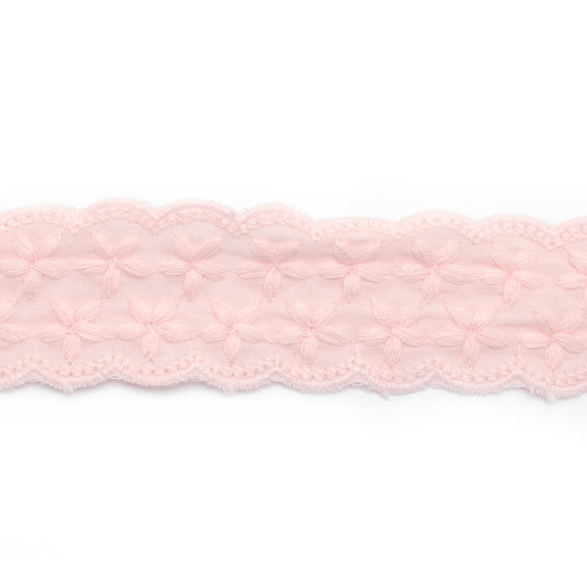 ふんわり花柄スカラップ刺繍リボン　幅30mm　1m単位　切り売り