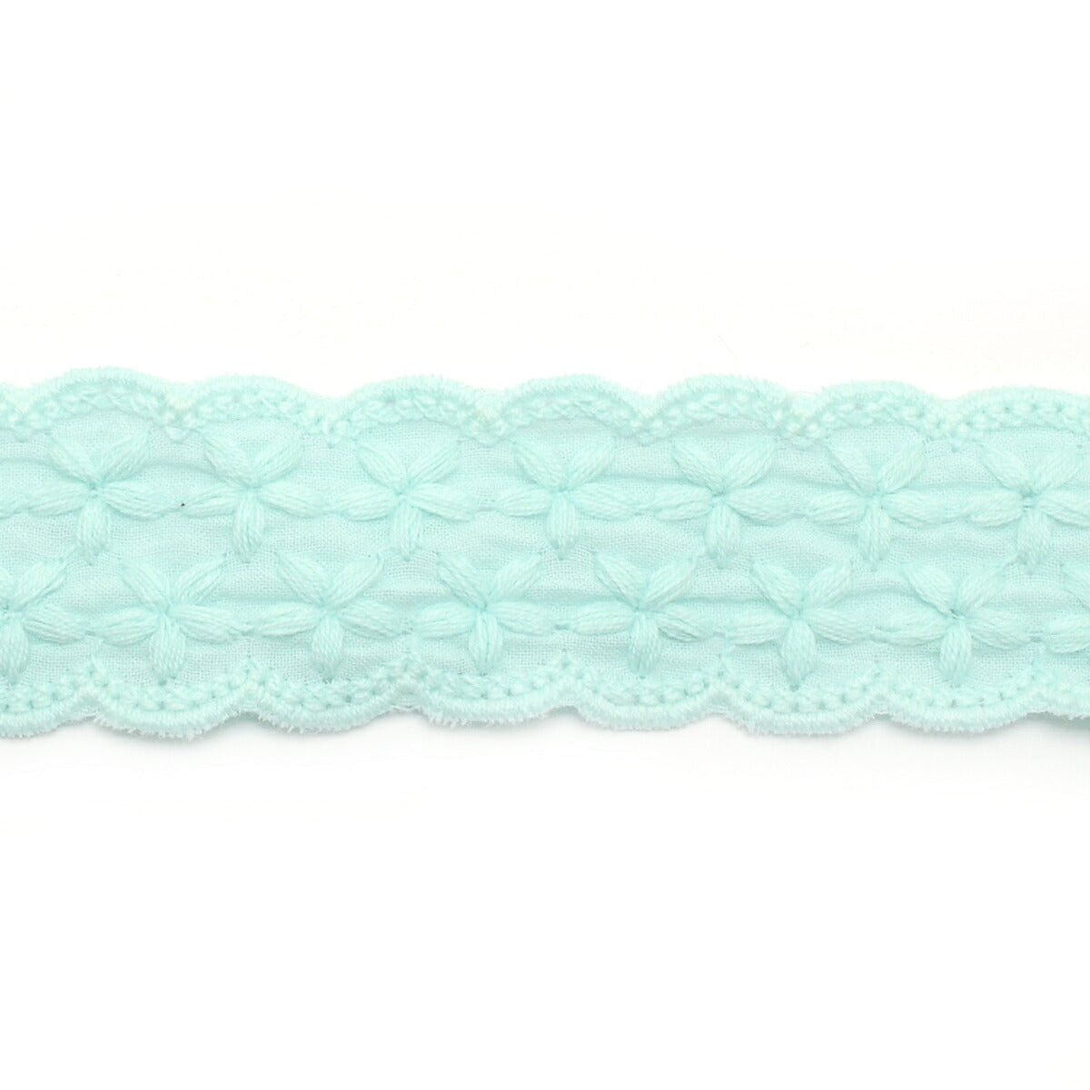 ふんわり花柄スカラップ刺繍リボン　幅30mm　1m単位　切り売り