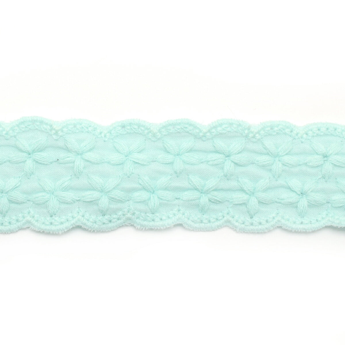 ふんわり花柄スカラップ刺繍リボン　幅30mm　1m単位　切り売り