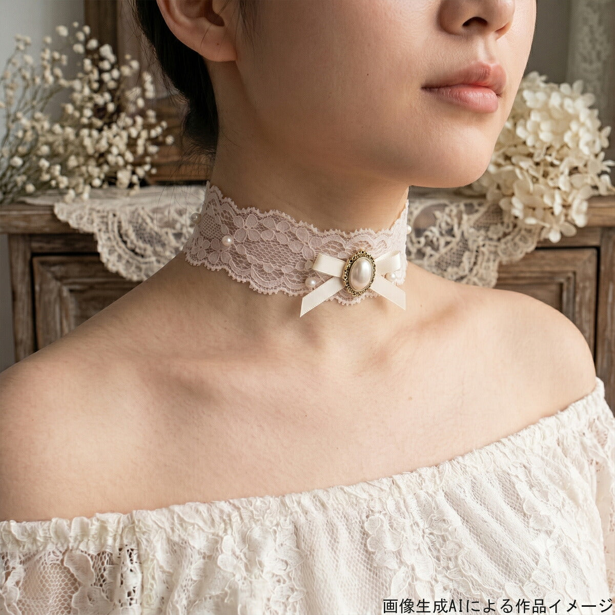 スカラップストレッチ花柄レースリボン幅30mm1m単位切り売り(2m以上)