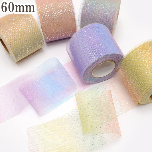 シルバードットグラデーションチュールリボン幅60mm2m