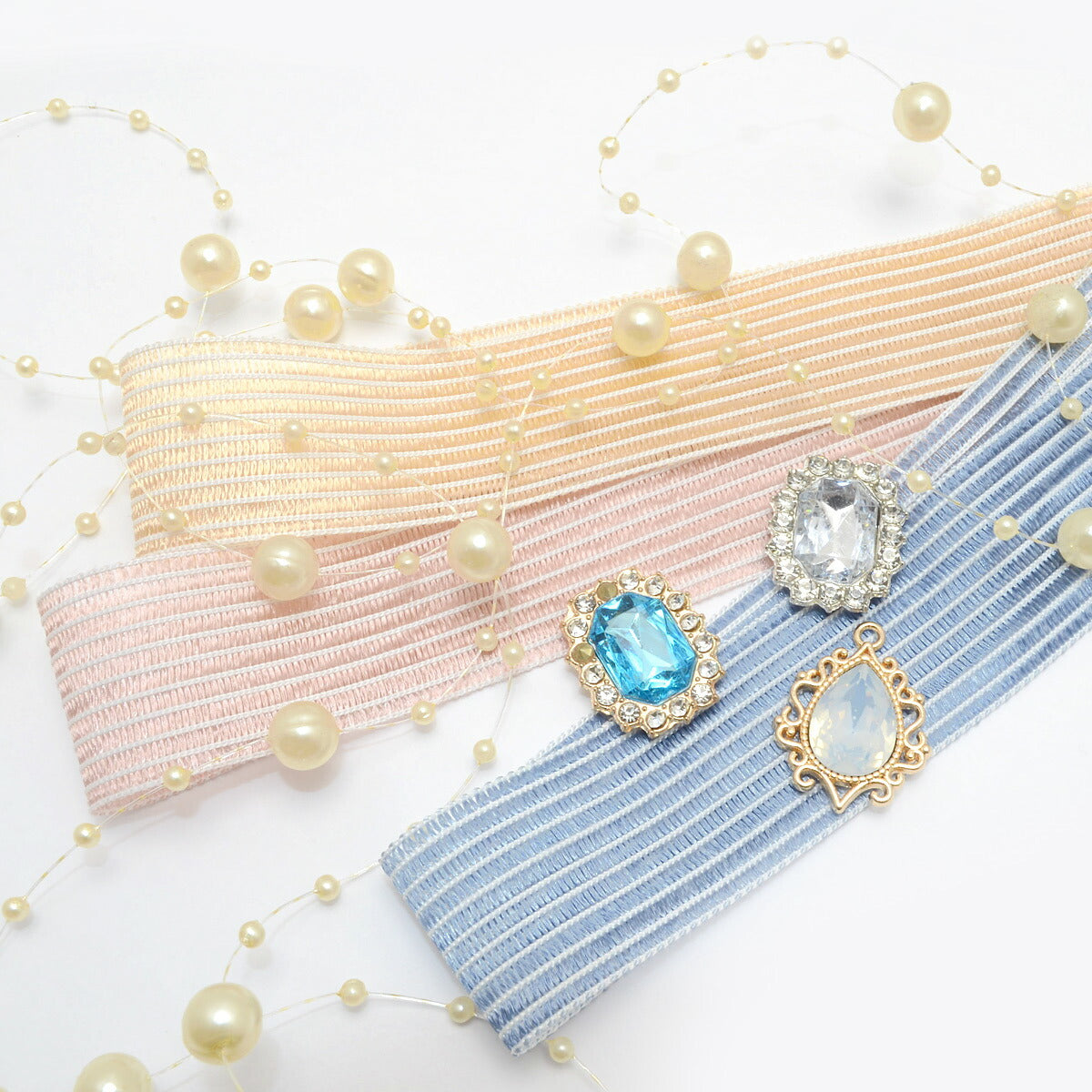 ストライプシアーリボン幅25mm1m単位切り売り(2m以上)「在庫限り」