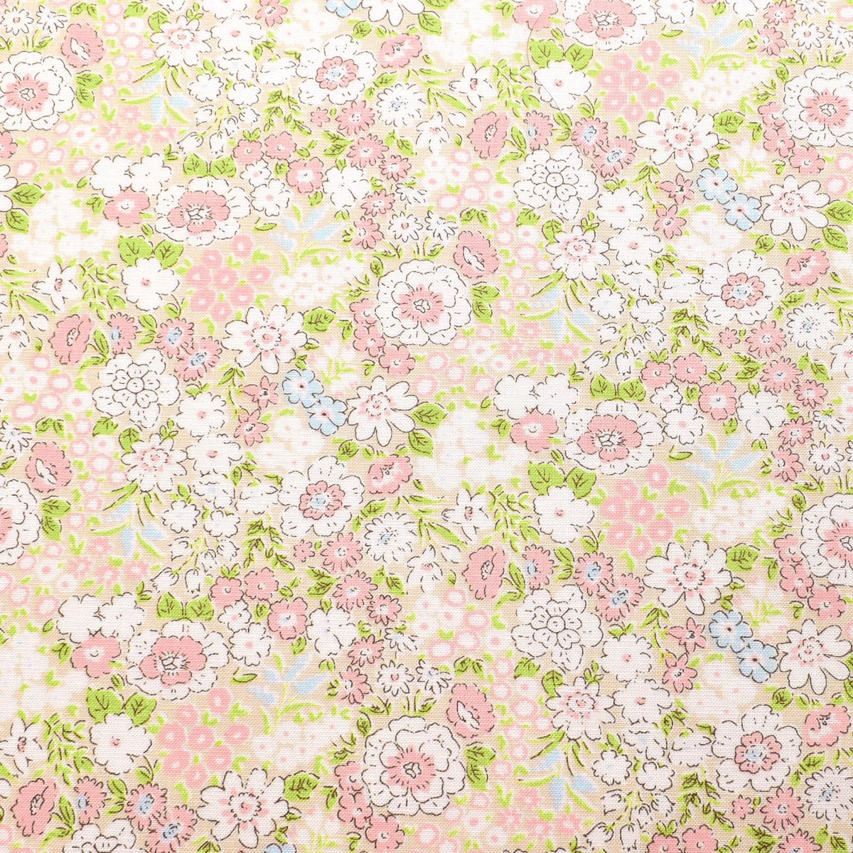くすみカラーの小花畑　シーチング生地　TM3511　PEAR(30cm以上10cm単位切り売り)
