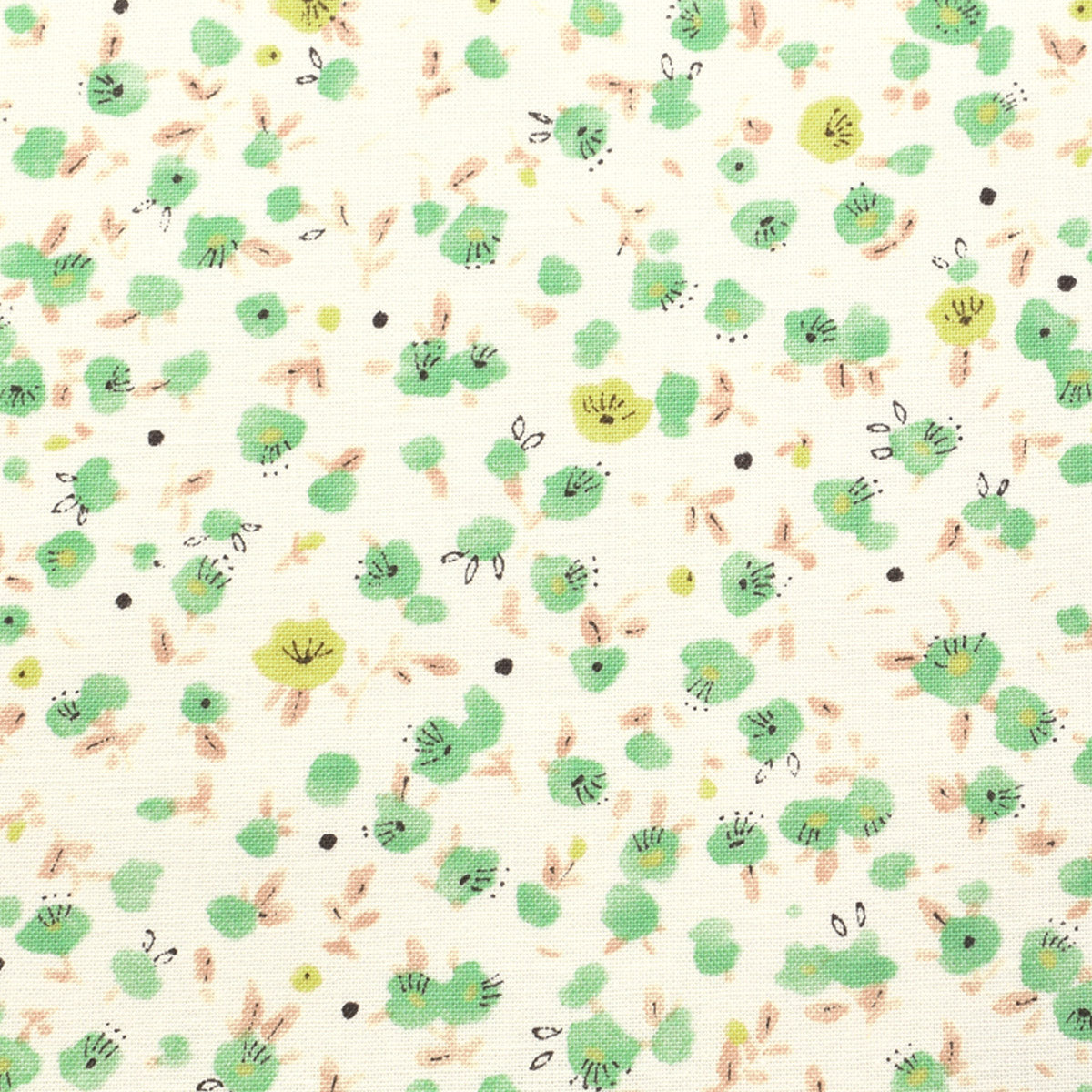 水彩風の小さな花畑　シーチング生地　AP42802-3　コスモ　(30cm以上10cm単位切り売り)　「在庫限り」