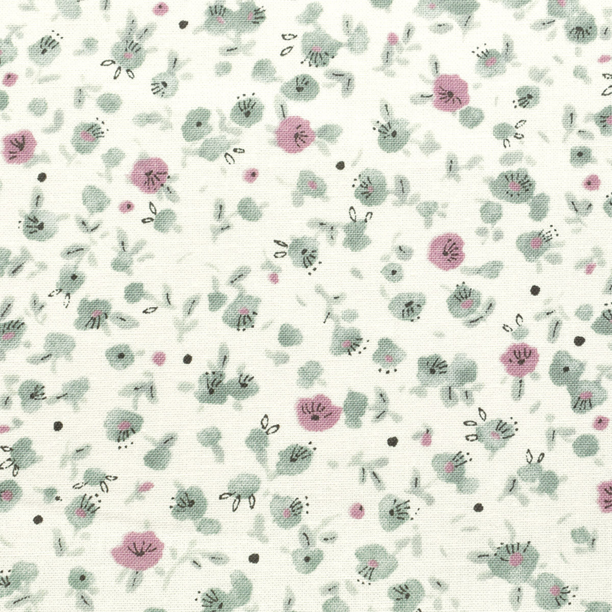 水彩風の小さな花畑　シーチング生地　AP42802-3　コスモ　(30cm以上10cm単位切り売り)　「在庫限り」
