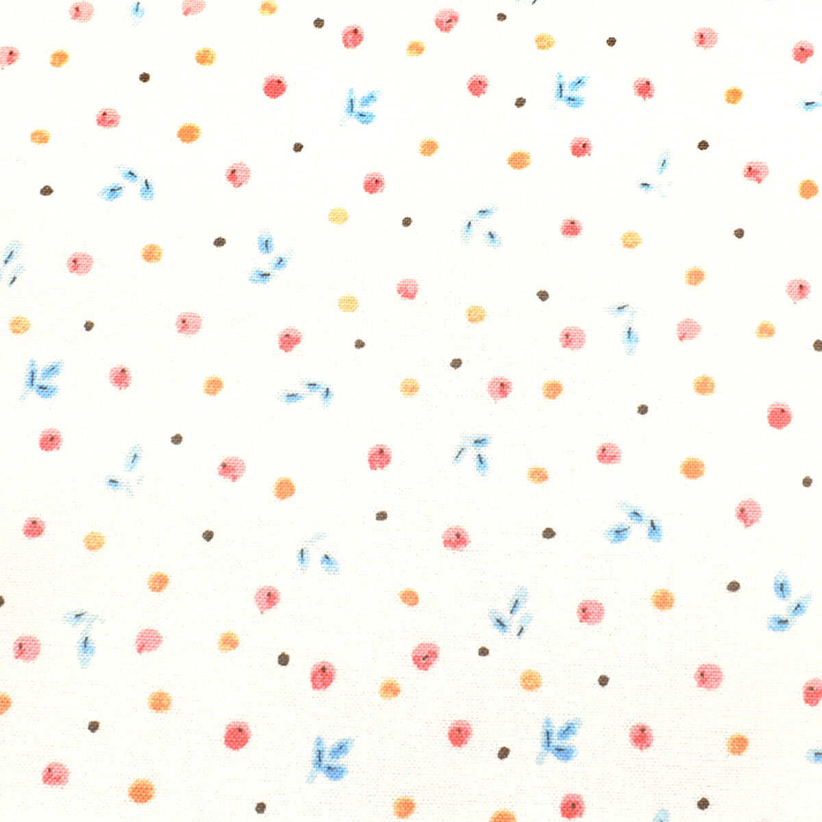 水彩風のドットと葉っぱ　シーチング生地　AP42802-1　コスモ　(30cm以上10cm単位切り売り)　「在庫限り」
