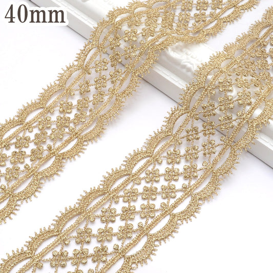 タイルとスカラップレースのゴールドブレード幅40ｍｍ10cm単位切り売り(40cm以上)