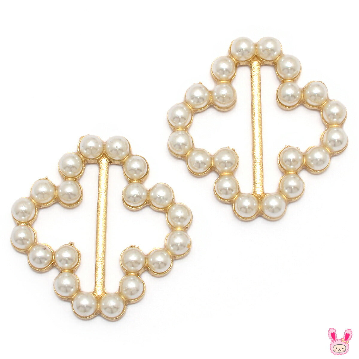 アクセサリーパーツパール付きバックルパーツクローバータイプ内径19mm2個入