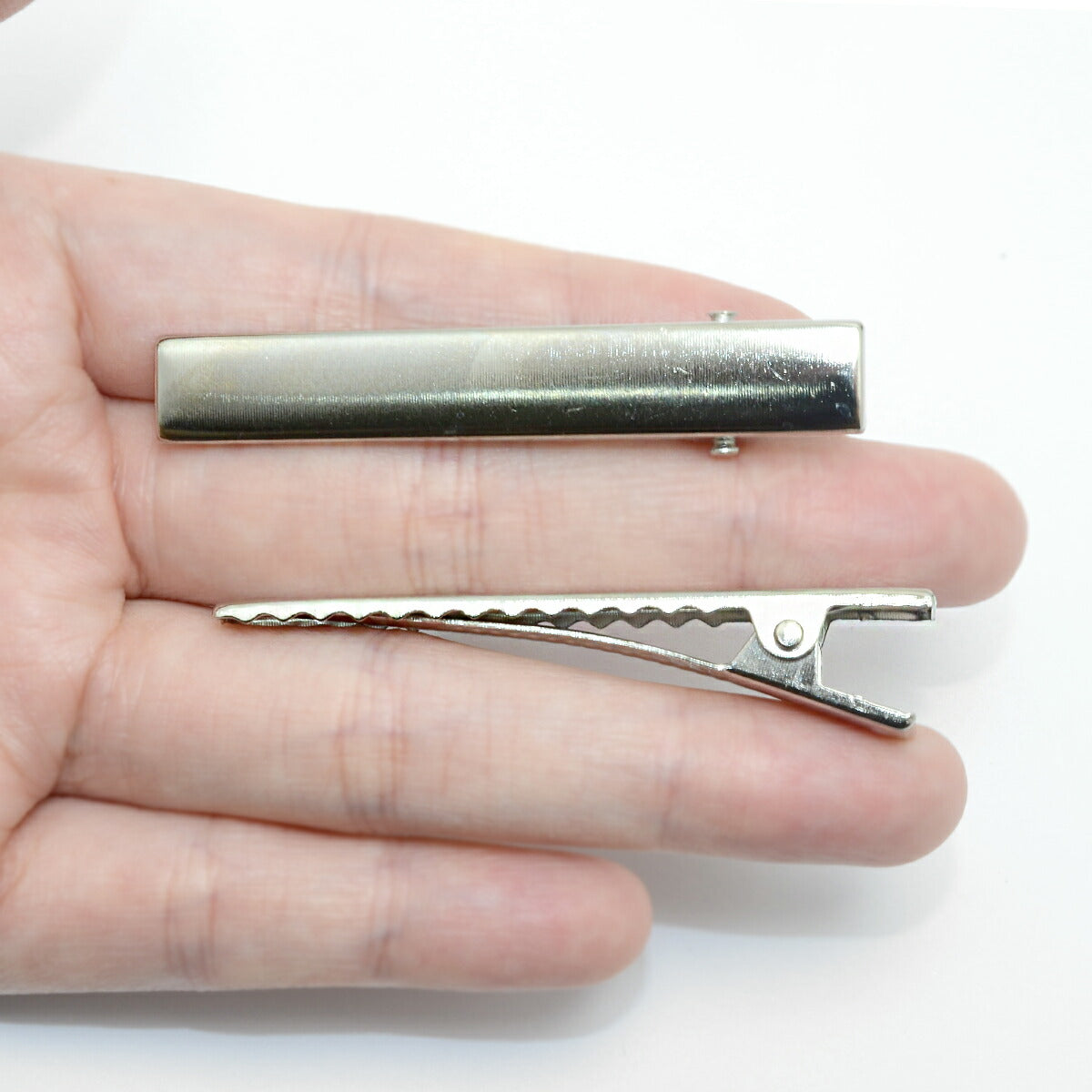 やっとこピン四角フラットシルバー60mmヘアクリップ10個入り