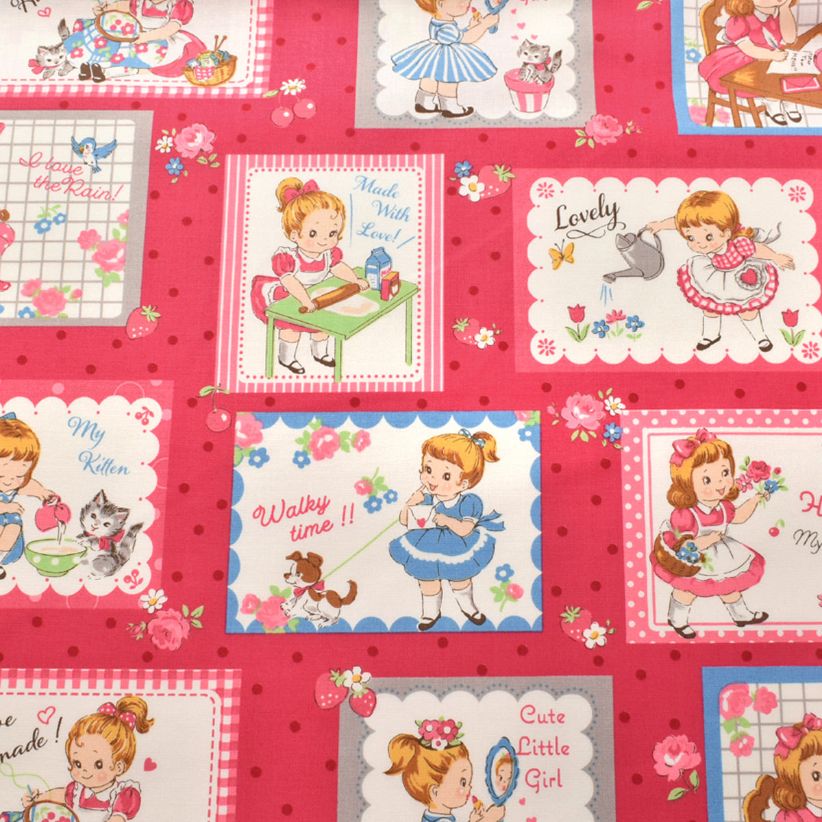 YUWA有輪商店　ガールズカード　シャーティング生地　AT829830　(30cm以上10cm単位切り売り)