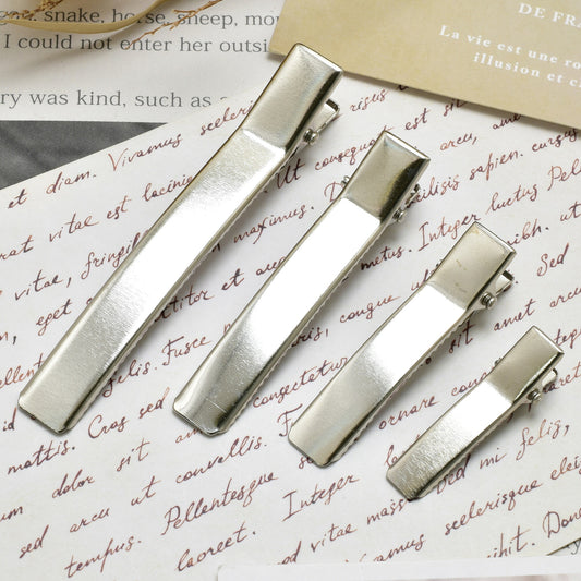 やっとこピン四角カーブシルバーヘアクリップ10個「34mm／48mm／60mm／80mm個別価格」