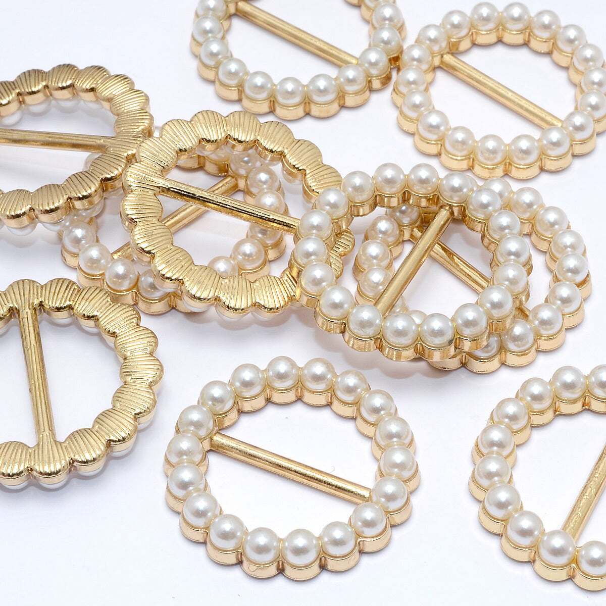 アクセサリーパーツパール付きバックルパーツサークルタイプ内径16mm2個入