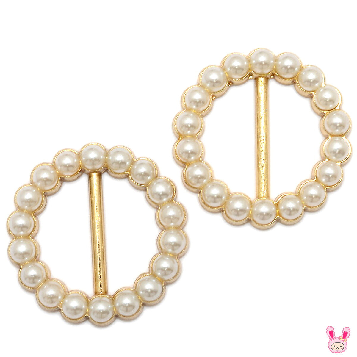 アクセサリーパーツパール付きバックルパーツサークルタイプ内径16mm2個入