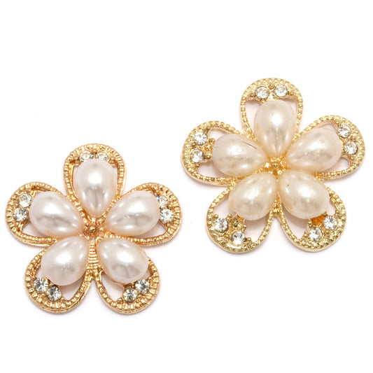 アクセサリーパーツ丸いパールのお花パーツ1個
