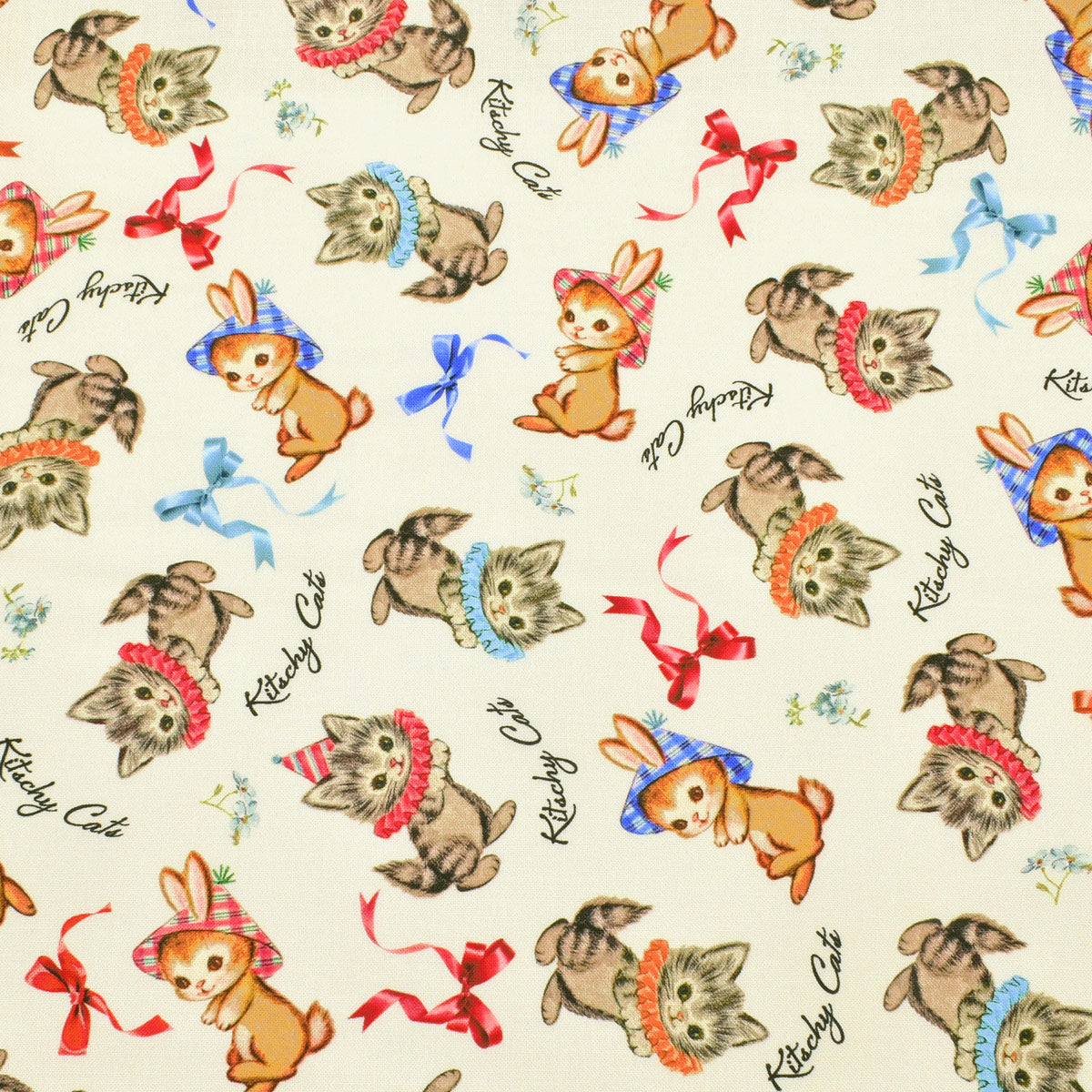 キッチュキャット　シーチング生地　MICH11643　マイケルミラー　 商用利用不可　(30cm以上10cm単位切り売り)　「在庫限り」
