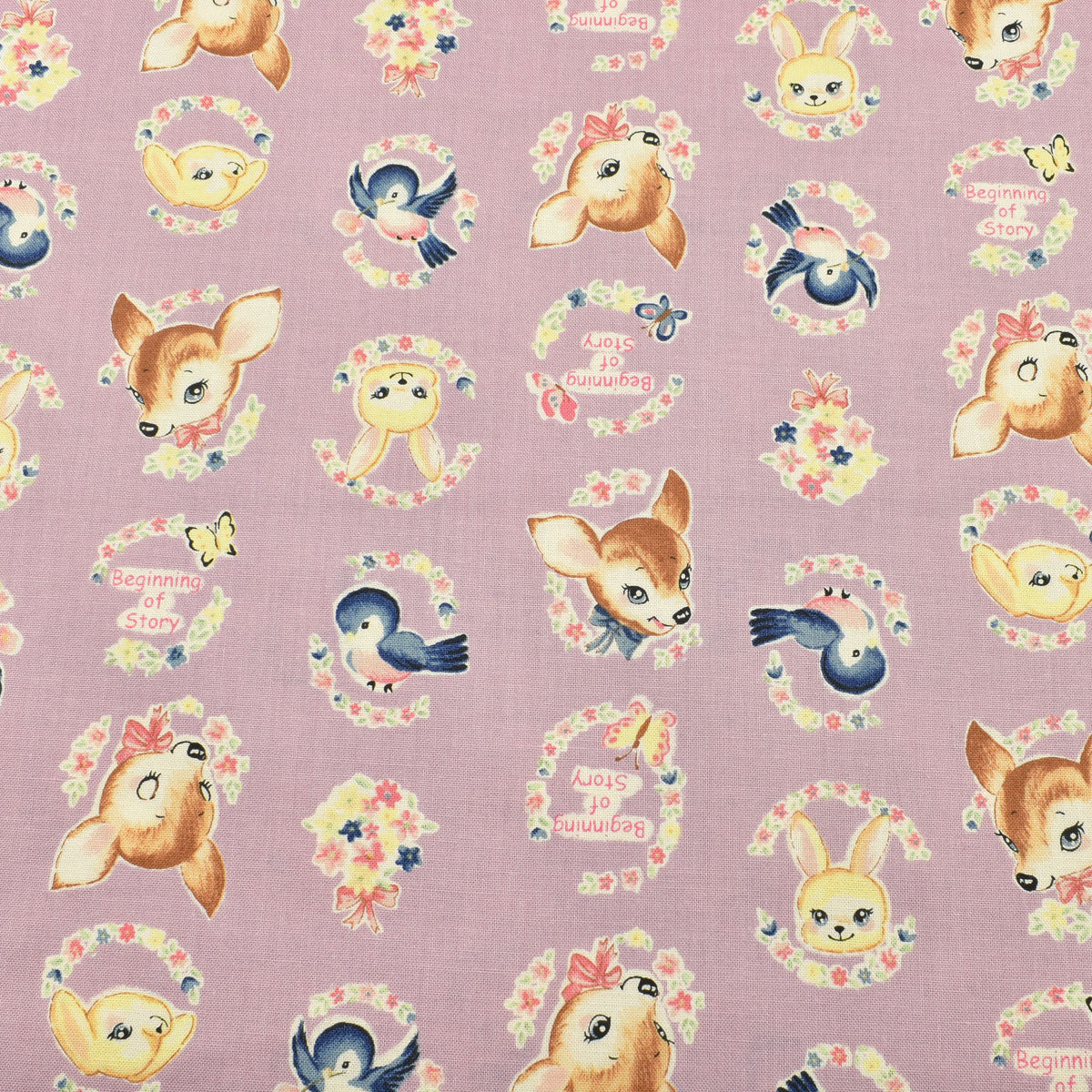 レトロなバンビフレンズ　シーチング生地　 NN2305-11　コスモ　  (30cm以上10cm単位切り売り)　「在庫限り」