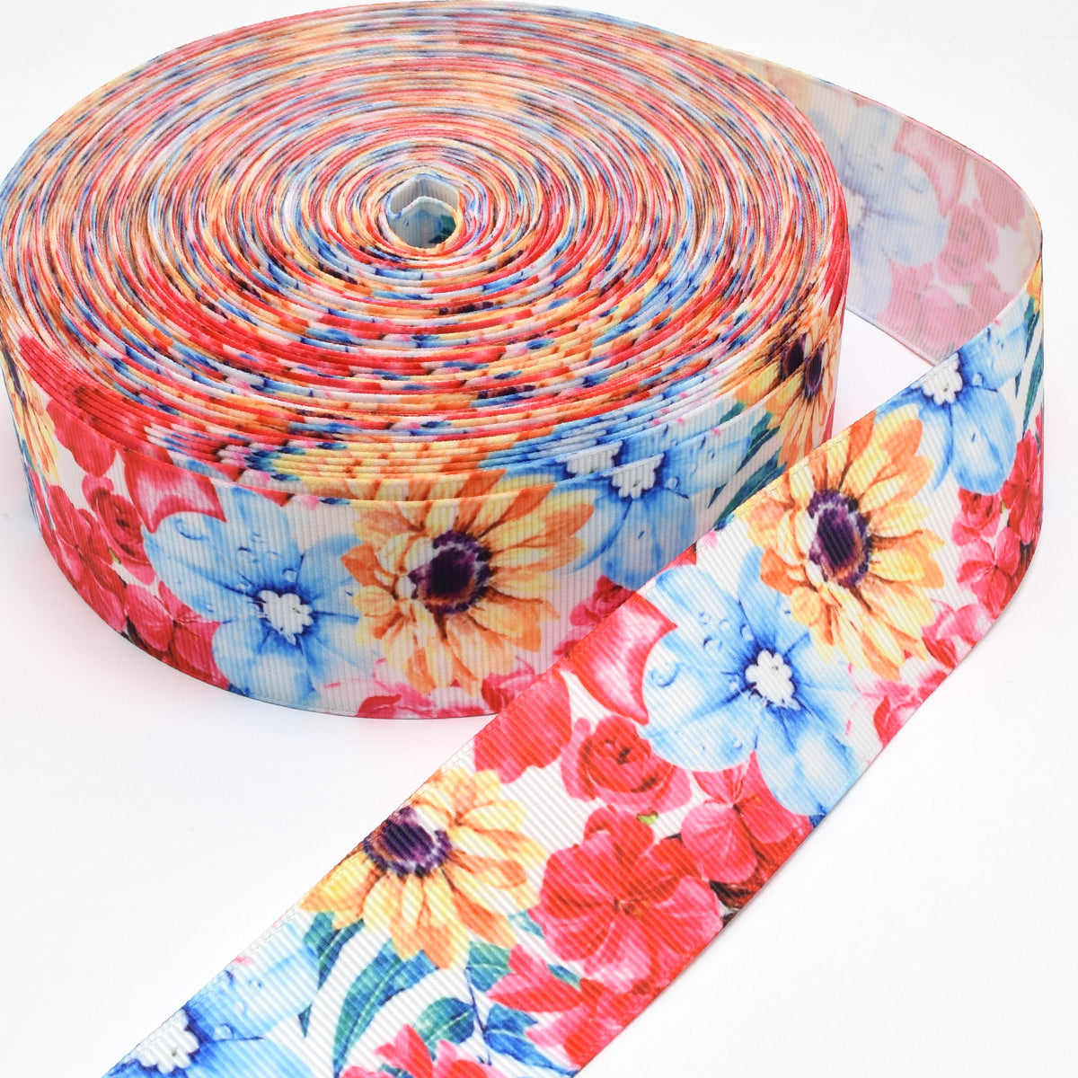 プリントリボン常夏の花園リボン幅38mm1m単位切り売り(2m以上)