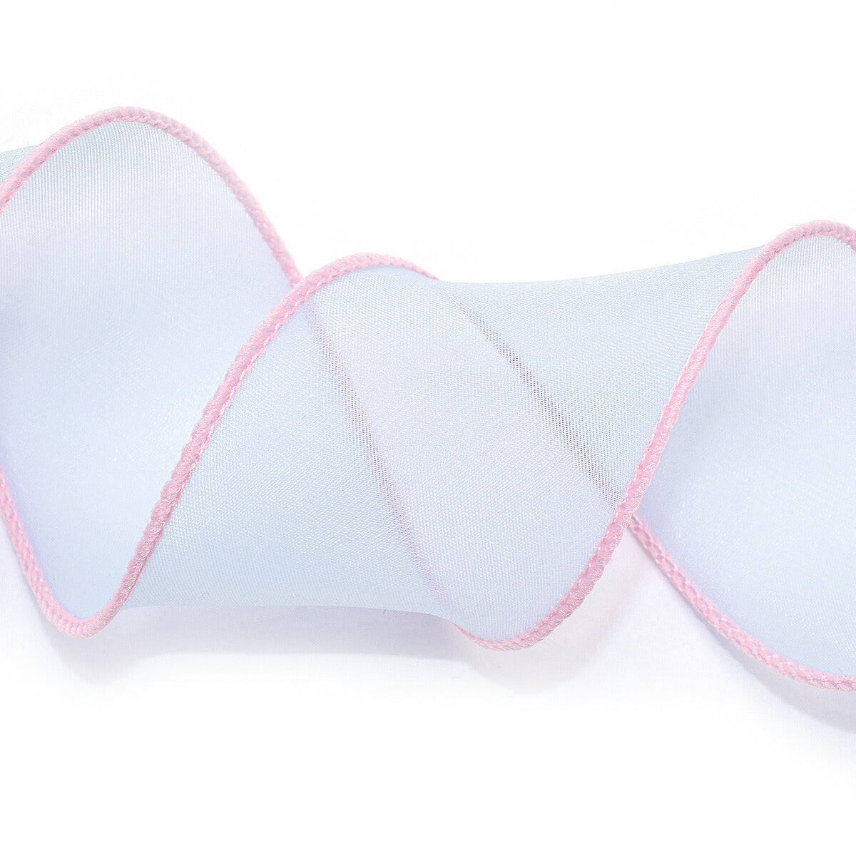 ナイロン糸入りバイカラーのオーガンジーリボン幅40mm1m単位切り売り