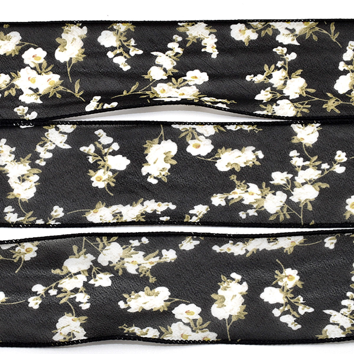 ナイロン糸入り　おとなかわいい花柄シフォンリボン　幅50mm　1m単位　切り売り　(2m以上)　「在庫限り」