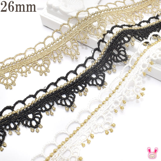 ゴールドドットとカーテンレースブレード幅26ｍｍ10cm単位切り売り(70cm以上)
