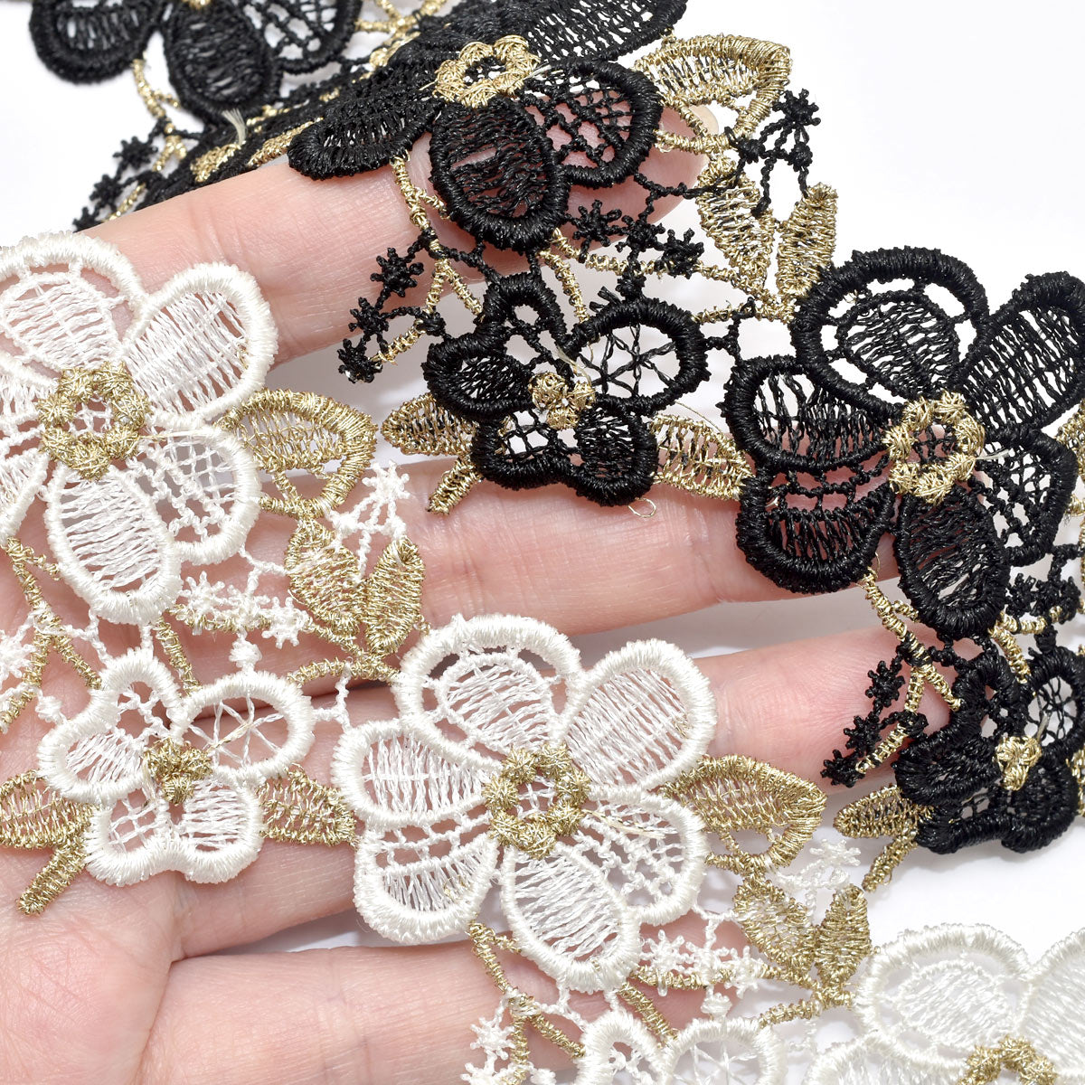 大小かわいいお花のロマンティックレース幅53ｍｍ11cm単位切り売り(数量5以上)