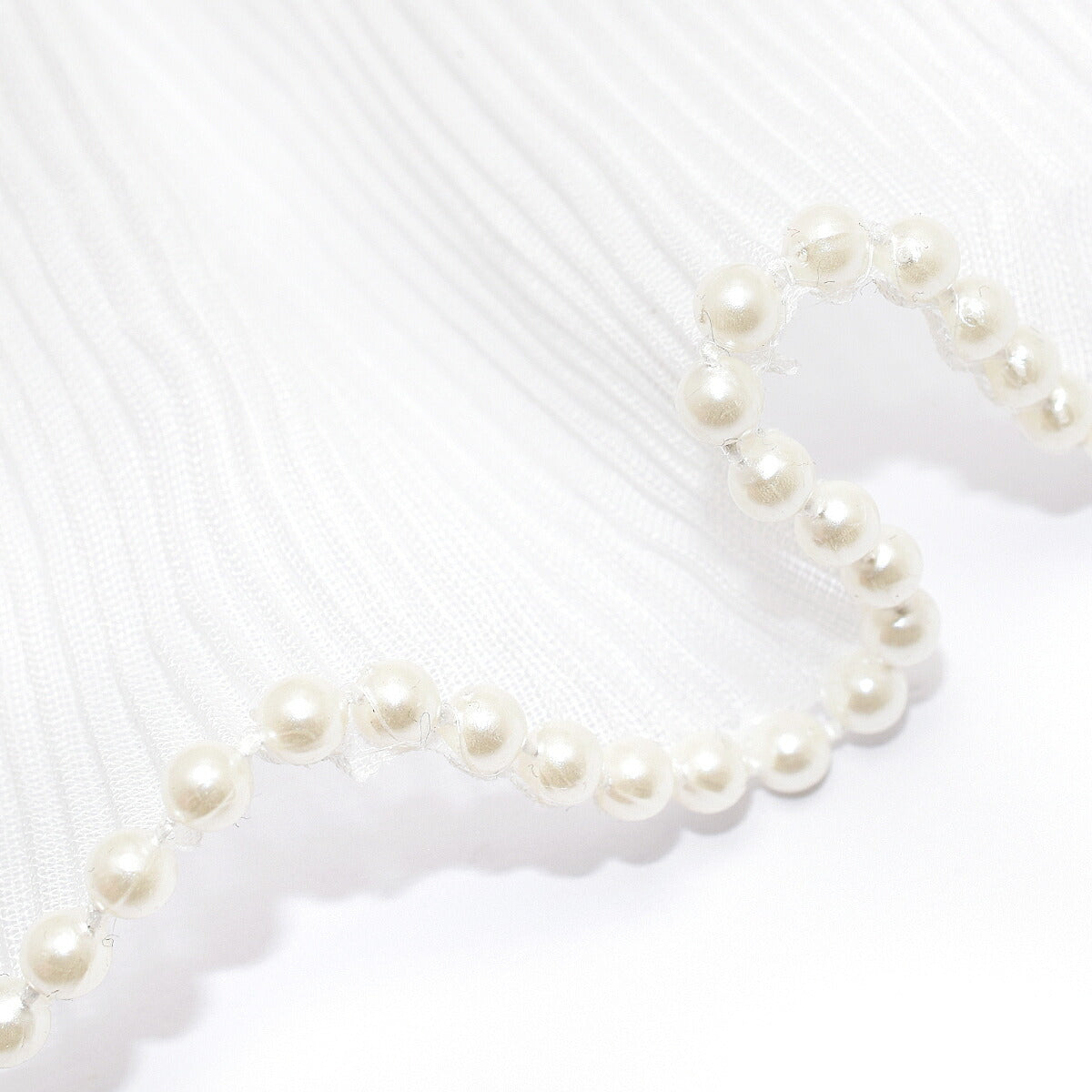 パール付き大人可愛いプリーツリボン幅60ｍｍ10cm単位切り売り(50cm以上)