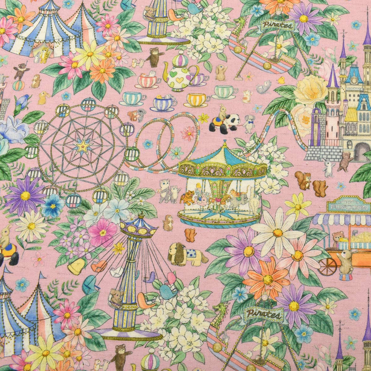 デコレーションパーク　10cm単位　切り売り　綿麻シーチング生地　22fabric　DP-4856-2　HOKKOH　(20cm以上)
