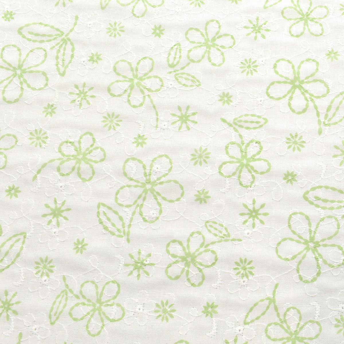 花柄と刺繍のガーゼ　ダブルガーゼ生地　 AP4730-3　コスモ　(30cm以上10cm単位切り売り)