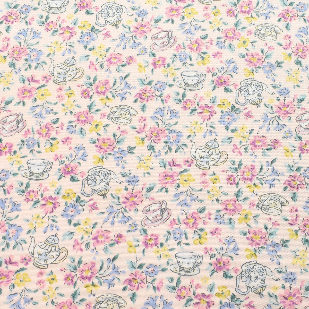 お花とティーセット　ブロード生地　 AP45201-2　コスモ　(30cm以上10cm単位切り売り)