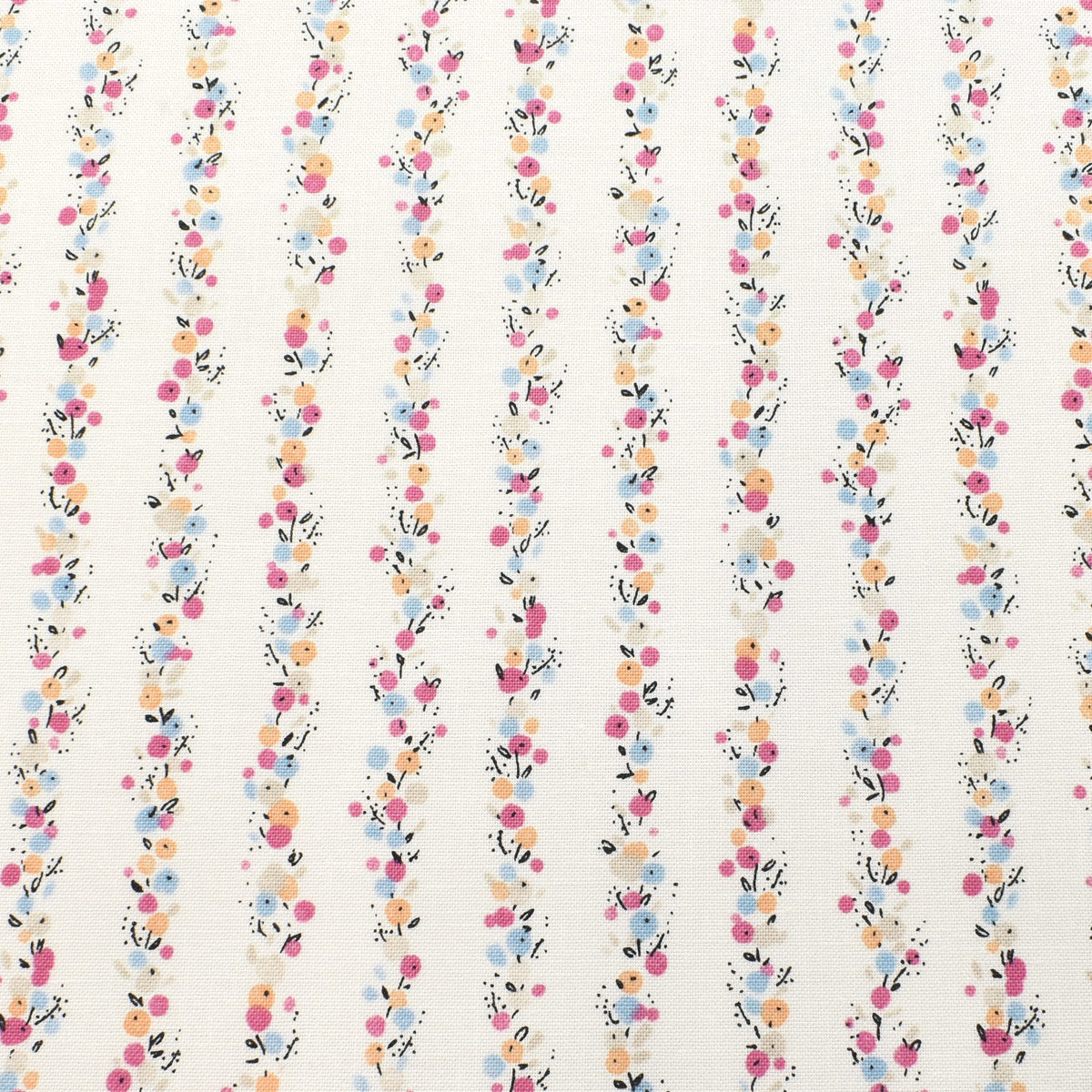 水彩風フラワーのストライプ　シーチング生地　 AP45803-1　コスモ　(30cm以上10cm単位切り売り)　「在庫限り」