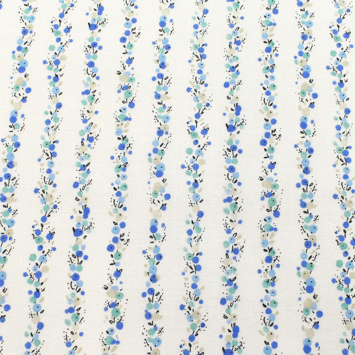 水彩風フラワーのストライプ　シーチング生地　 AP45803-1　コスモ　(30cm以上10cm単位切り売り)　「在庫限り」