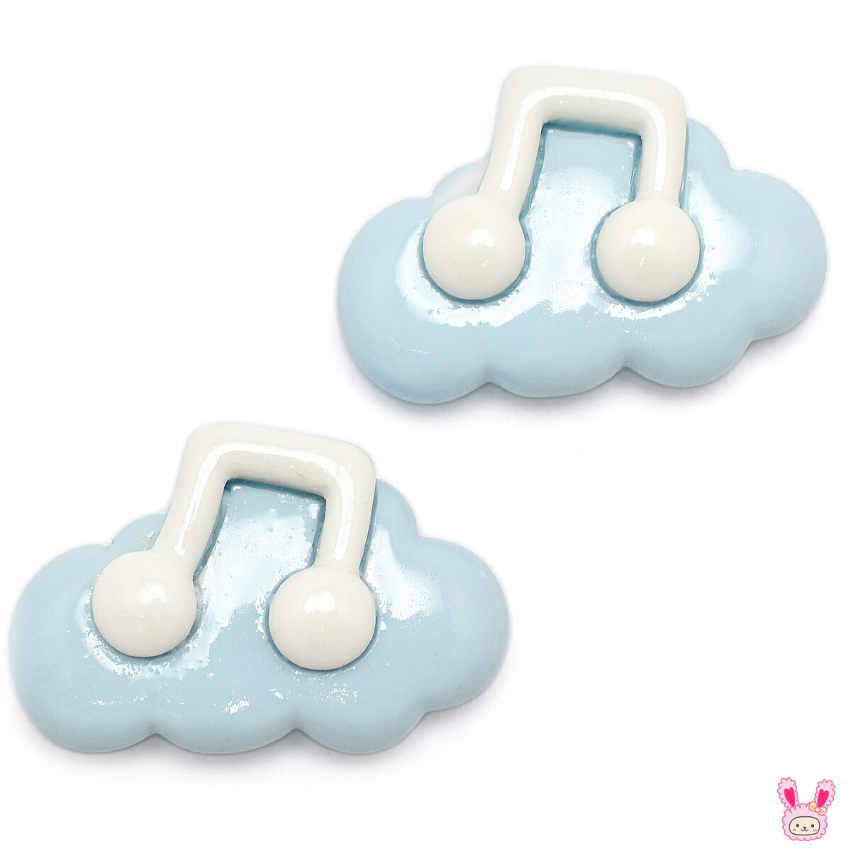 デコパーツふわふわ雲と白い音符パーツ4個入