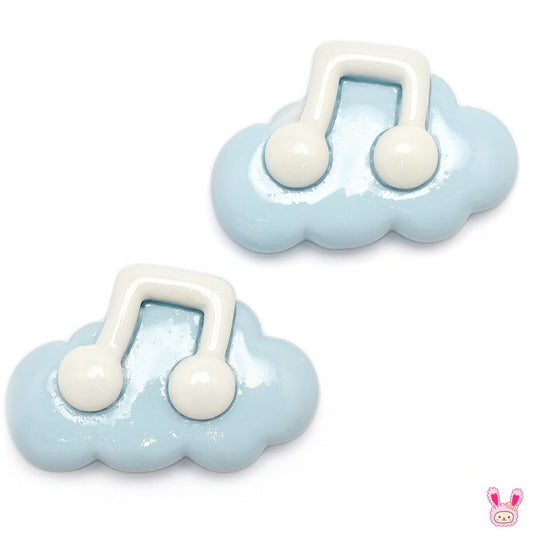 デコパーツふわふわ雲と白い音符パーツ4個入