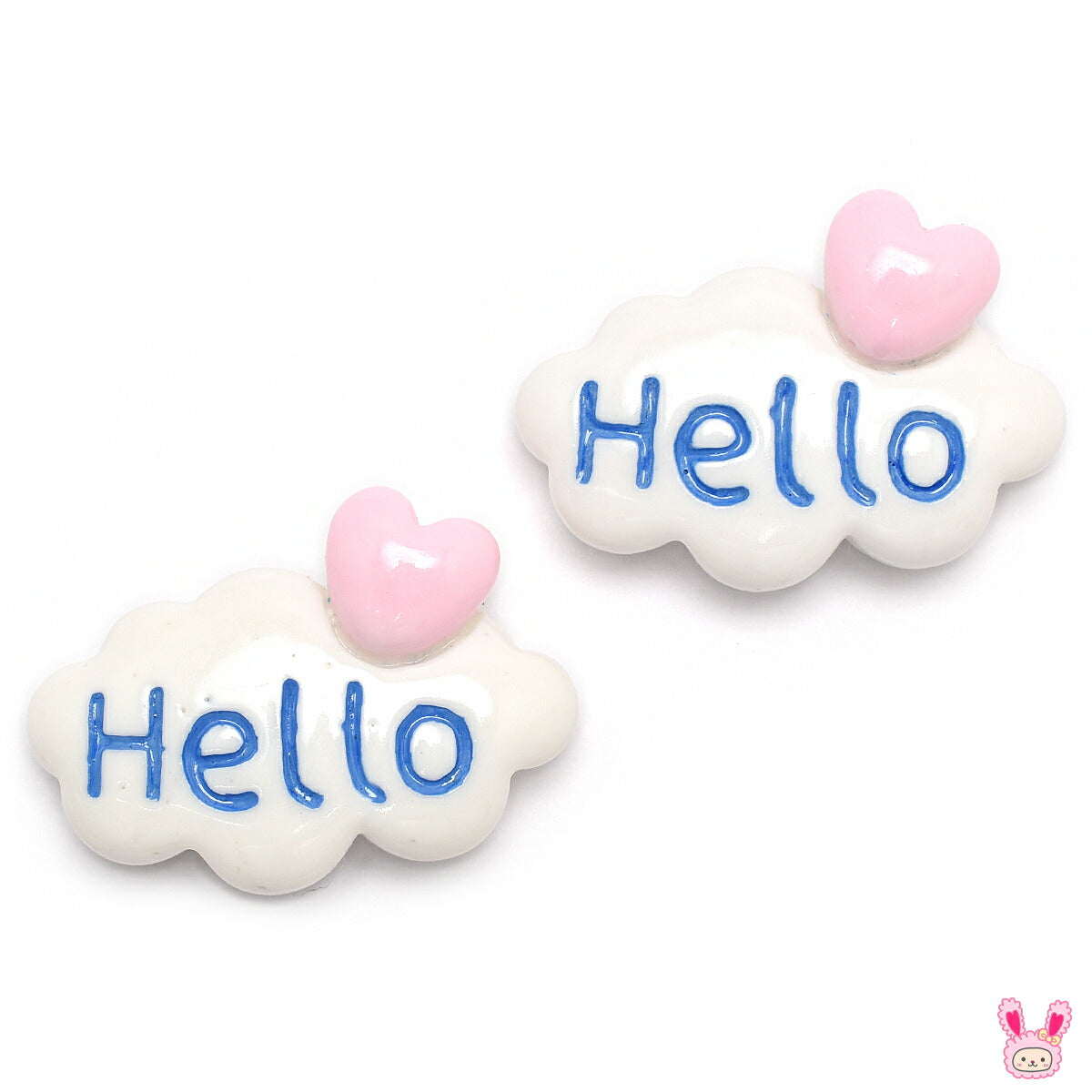 デコパーツラブリーふわふわ雲とHelloパーツ4個入