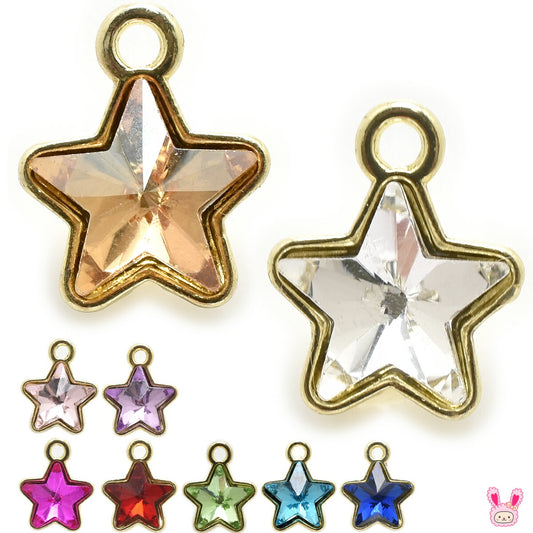アクセサリーパーツカラフル星のストーンチャーム4個