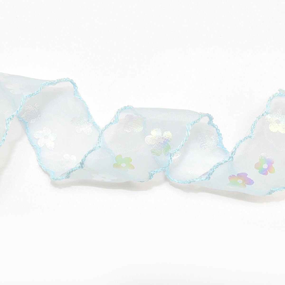 ゆめかわスカラップと箔押し花柄リボン　幅25mm　1m単位　切り売り　(2m以上)