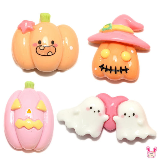 デコパーツハロウィンゆるかわパンプキンとお化けパーツ4個