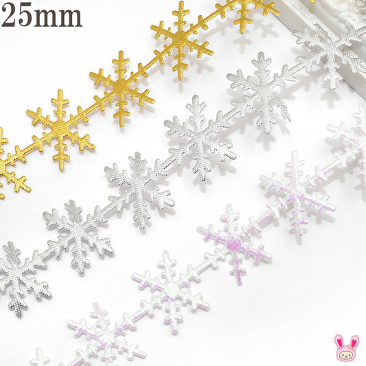 雪の結晶型抜きリボン幅25mm2m