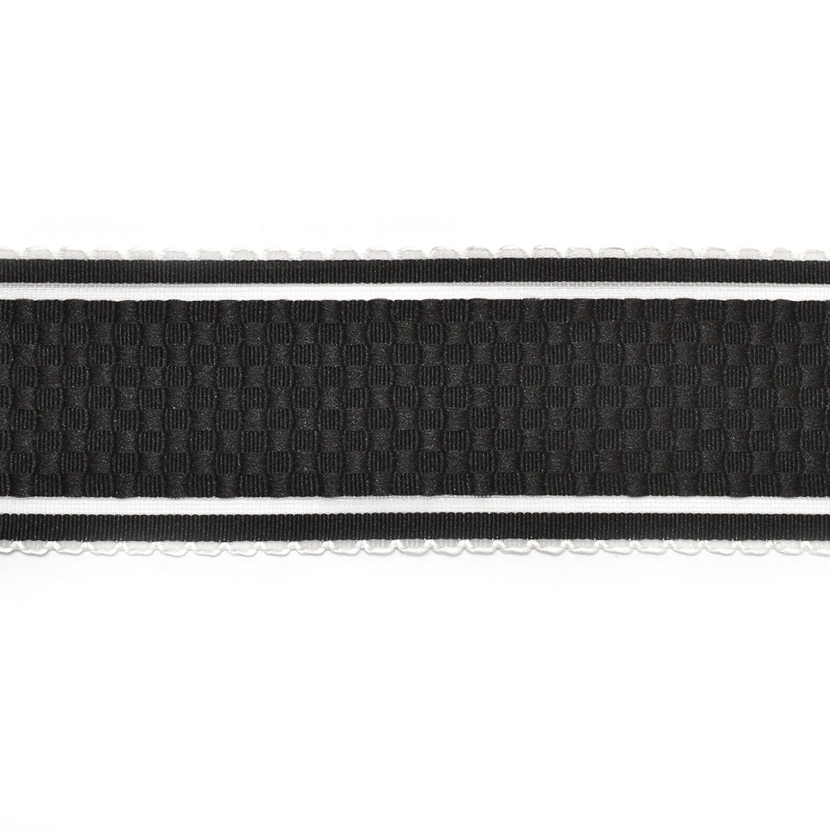 シアーラインとチェック織りのスカラップリボン　幅38mm　1m単位　切り売り